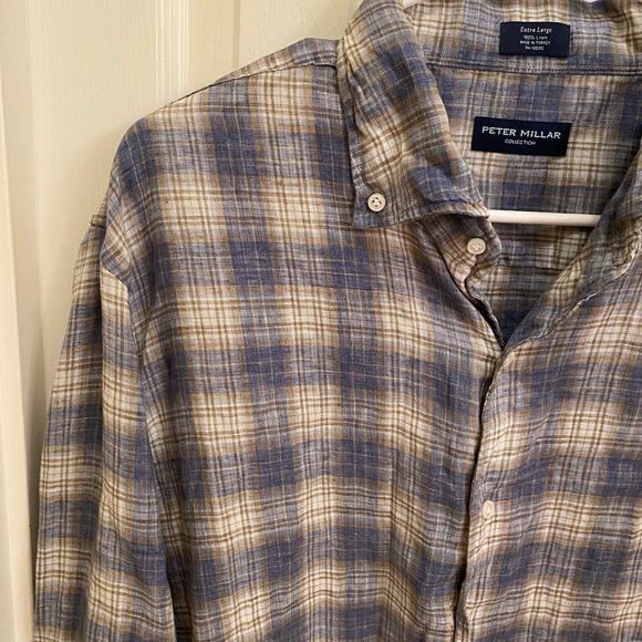 Peter Millar Collection 100% linen button down shirt business casual preppy - Picture 4 of 12